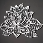 لوحة ديكور معدنية، زهرة اللوتس، مقاس 44×68 سم، لون فضي