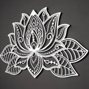 Decorative Metal Panel Lotus Flower 44×68 cm Silver Color | 