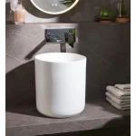 Porcelain Long Countertop Washbasin 36x36x40 cm, Chrome Color