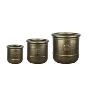 Fiberglass Plant Pot Medium Size 42×42×41cm Copper Color Round Design | Zahrat Al Rayyan Establishment