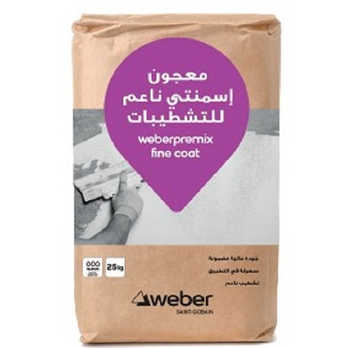 معجون للاسطح الاسمنتية Weberpremix Fine Coat، لون ابيض، كيس 25 كجم | سودامكو -ويبر