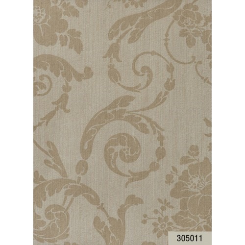 Italian Wallpaper Floral Design Beige Color, Size 10m x 0.73m, Model 305011 | Balbaid Decor Company