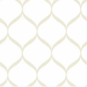 Vinyl Wallpaper Patterned Design 15.6 m x 100 cm White with Beige | Luxury line