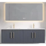 Marble Top Wash Basin Size 120 cm, Gray Color with Wooden Cabinet