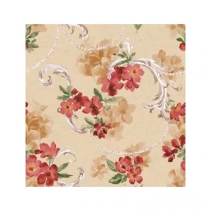 American Floral Wallpaper 10 m x 0.53 m Beige with Red, Model FF50606 | Balbaid Decor Company