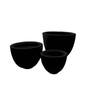 Fiberglass Plant Pot Oval 33×33×17 cm Black | Zahrat Al Rayyan Establishment