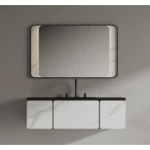 Marble Top Washbasin Basin, Marbled White Color, With Wooden Cabinet, Size 53×120 cm