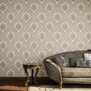 ورق جداري تصميم كلاسيك مقاس 10 م×50 سم لون كريمي غامق | GF62036