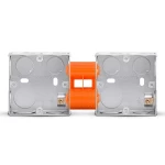 2 Gang Galvanized Steel Switch Box with Plastic Coupler Size 7x7 cm, Depth 3.5 cm, Thickness 0.9 mm | Spectra