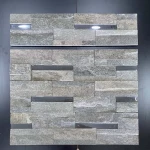 Natural Rough Slate Strips Chinese Stone, size 15x60 cm, gray and black color