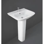 مغسلة حمام قاعدة أرضية إرتكازية، مقاس 52×43 سم، أبيض جبال الألب | راك للخزف