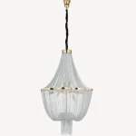 Modern Gold and Transparent Chandelier, Height 27 cm, Width 88 cm, Length 88 cm