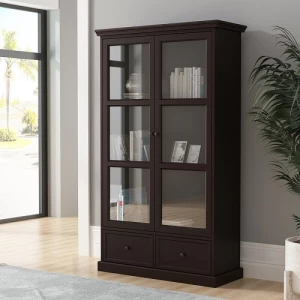 Cabinet With Glass Doors 180x100x40 cm, Brown Color | Revvvd Factory