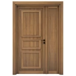 باب ونصف كلاسيكي خشبي، بني، مقاس 160×235 سم، موديل EXO5