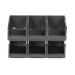 صندوق رفوف بلاستيك HDPE، سعة 5 كلغم، أبعاد 15.50×12×8 سم، لون رمادي غامق، رمز المنتج OHQPJ