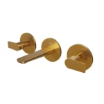 Frameless Wall Mounted Bathroom Washbasin Mixer, Matte Gold, 19×32×6.8 cm