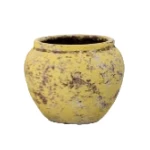 فازة من السيراميك بألوان متداخلة لتنسيق الورد، بارتفاع 63 سم وقطر 54 سم.