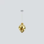 Elegant Ceiling Chandelier, Gold Color, Diameter 25 cm, Length 30 cm, Cable 200 cm, Single Bulb