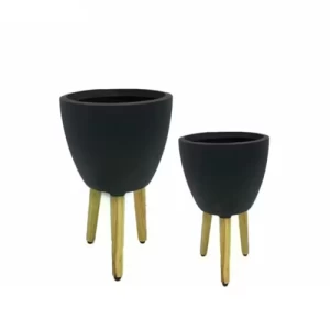 Black Fiberglass Planter 30x35x25 cm, Black | Zahrat Al Rayyan Establishment