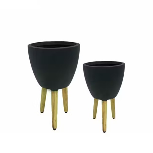 Black Fiberglass Planter 30x35x25 cm, Black | Zahrat Al Rayyan Establishment