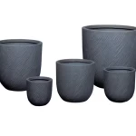 Fiberglass Decorative Plant Pot, Width 44cm, Depth 44.5cm, Height44.5cm, Large size Gray Color