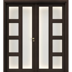 Premium Wooden Entrance Door Double 220×235 cm 6 cm Thick Dark Brown | YT-47015488