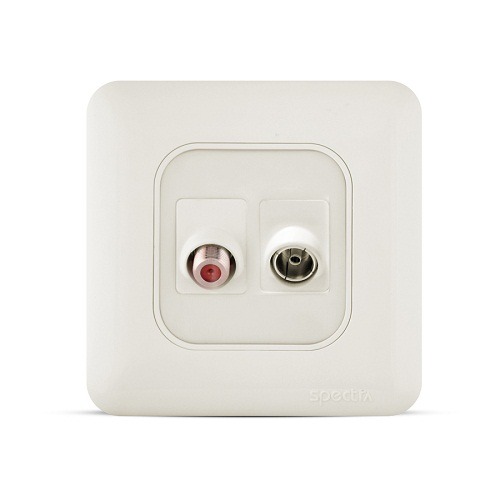Angular TV Socket + Angular Satellite Socket 7x7 cm, White | Spectra