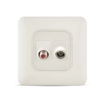 فيش تليفزيون مائل مفرد + فيش دش مائل مفرد، لون ابيض، 7×7 سم | سبكترا 