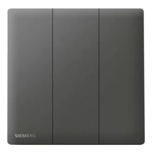 مفتاح انارة ثلاثي دركسيون 10 أمبير، 86×86 مم، فضي غامق | Siemens (Delta Peleus)