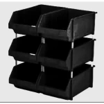 صندوق رف بلاستيك HDPE، مقاس 35×20×18 سم، سعة 15 كغم، لون أسود، موديل LCDL6