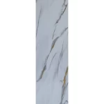 Glossy marble alternative for bathroom walls, size 122 x 290 cm, white color with golden veins, model Set-5-T