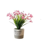 Small Artificial Plant, 27 cm Height, Green with pink Color