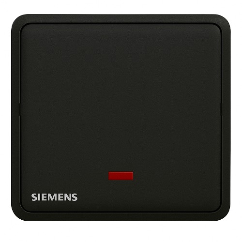 20A 1 Gang Double Pole Switch with Neon Indicator, Black, 86x86mm, 250V | Siemens (Delta Seata)
