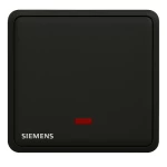 مفتاح مفرد 20 امبير ثنائي القطب مع مؤشر ضوئي (نيون)، اسود، 86×86 مم، 250 فولت، ماركة سيمنز (دلتا سيتا) 