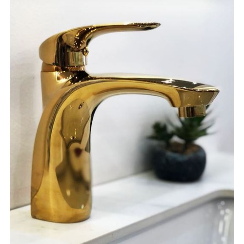 Gold Washbasin Tap Short, Multi-Layer Nickel Plated Brass | Algafary Sanitary ware