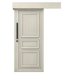 أبواب سحاب خشبية بريميوم بتصميم عصري، مقاس 265× 110 سم، رمادي فاتح، موديل EX05