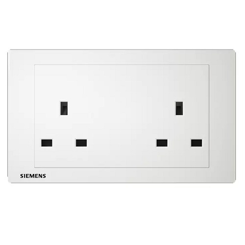 13A Twin Gang Socket 86x146x30mm, White, 250V | Siemens (Delta Relfa)