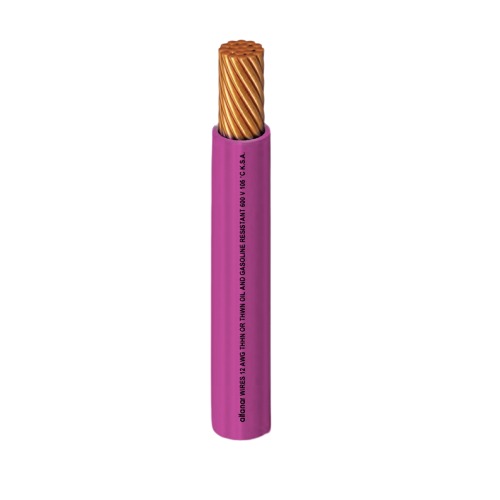 كابل نحاس THHN/THWN معزول PVC 105°C مقاس 5.26 مم² قطر 3.9 مم 600 فولت طول 300 قدم لون زهري | شركة الفنار