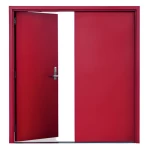 Fire door SFFECO  galvanized steel   without Window  Model SF/DD  Double Door leaf size 1950×1900   mm  Color Red
