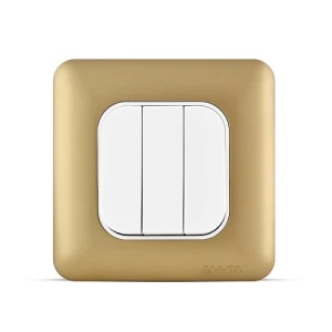 10 Amp Light Switch 3 Gang, Gold Color, 7x7cm, 250V | Spectra