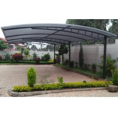 Steel Car Awning with Plastic Roof, Rectangular Columns, Height 3 meter, Panel Width 2 meters | Matkel Store