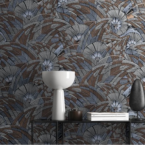 Wall Covering Leaves Design 1.005x53 cm Blue, Model Tribute | Abyat Company