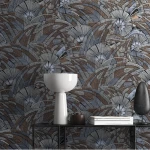 ورق حائط تصميم اوراق الشجر مقاس 1.005×53 سم، لون أزرق، موديل تريبت