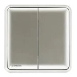 مفتاح مزدوج دركسيون 10 امبير،  فضي غامق، 86×86 مم، 250 فولت، ماركة سيمنز (دلتا سيتا)
