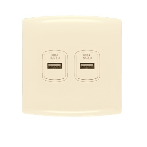 USB Charger Socket 2g 2.1 Amp 7x7 cm Beige Alfanar ALF | Al Fanar