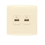 فيش شاحن USB مزدوج 2.1 أمبير الفنار موديل ألف المقاس  7x7 اللون البيج