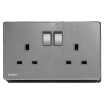 13A Twin Gang Switched Socket with Indicator, Dark Gray, 86x146mm, 250V, Siemens (Delta Arina)