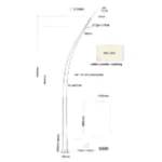 Aluminum lighting pole length 10 meters, thickness 4 mm, installation base 1000 mm