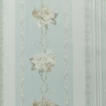 Floral Wallpaper, Size 15.6m×106cm, Green, cyan and grey color