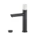 Bathroom Washbasin Mixer with White marble Handle, Black Color